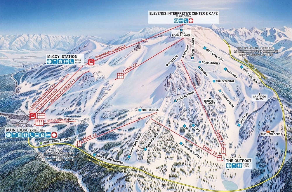 Ski trail map of Mammoth Mountain Ski Resort